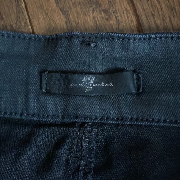7 for All Mankind Black Coated Stretch Denim Skirt - Picture 3 of 8